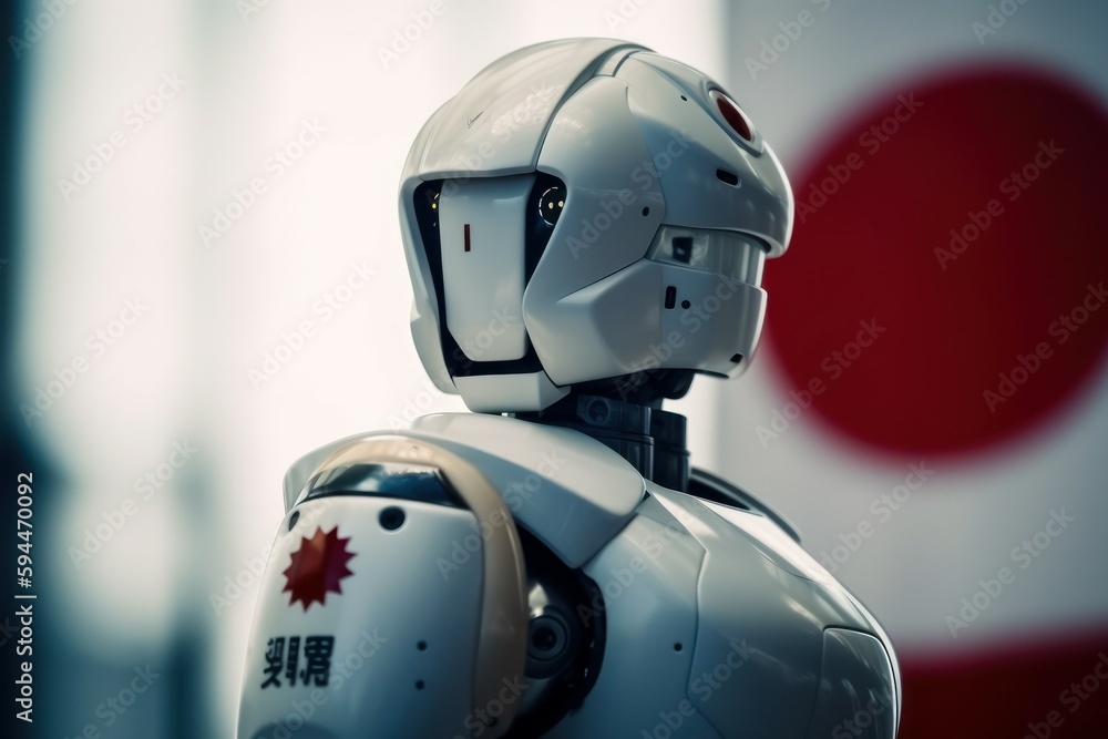 Robot made in Japan. Modern technology concept. AI generated, human enhanced Robot made in Japan. Modern technology concept. AI generated, human enhanced