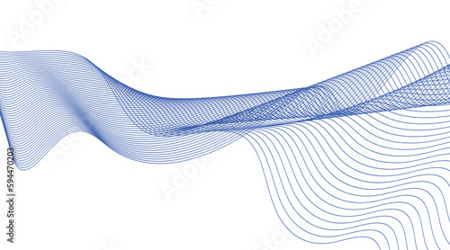 abstract blue wave background. Blue minimal round lines abstract background. Thin line wavy abstract vector background. Curve wave seamless pattern. Line art striped graphic template