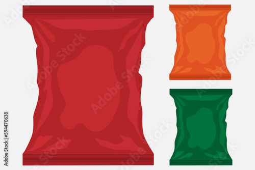 set of colored rectangular plastic packing for food in flat style, vector illustration.