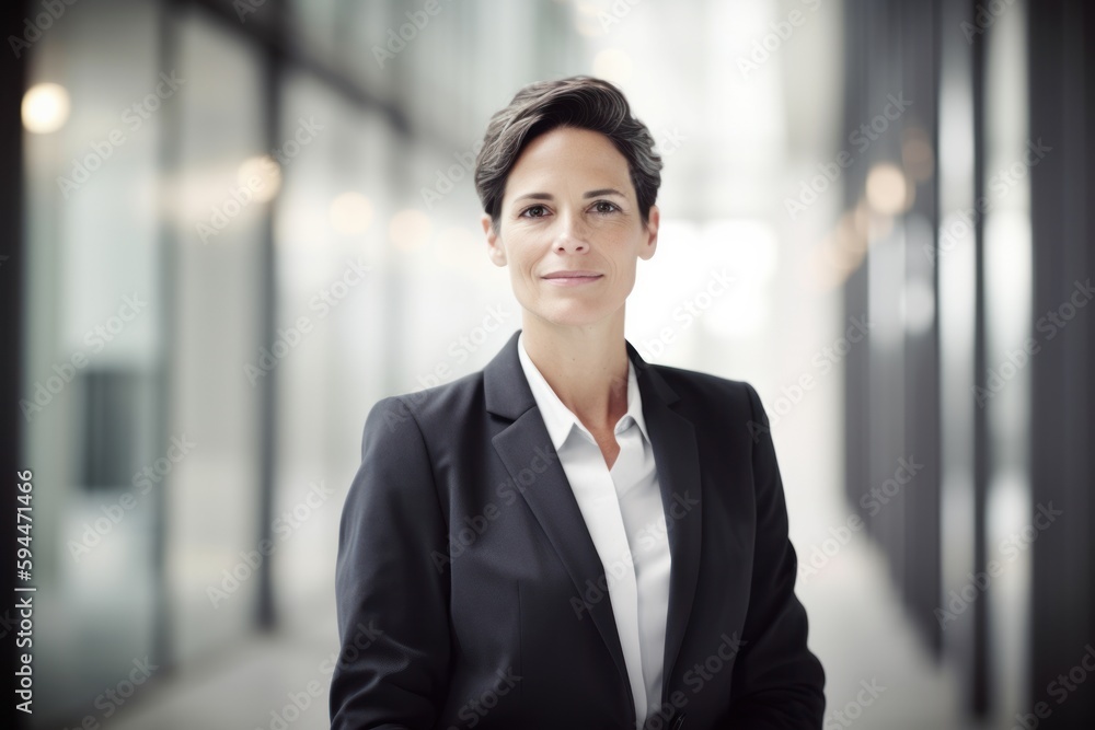 Portrait of a businesswoman standing in an office building with arms crossed Portrait of a businesswoman standing in an office building with arms crossed
