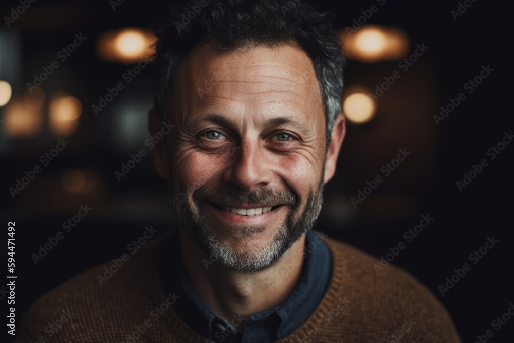 Portrait of a smiling man in a cafe. Close-up. Portrait of a smiling man in a cafe. Close-up.