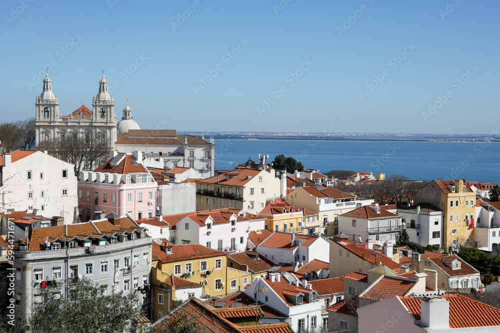 Lisbon, Portugal. View of beautiful Lisbon with its ancient buildings.