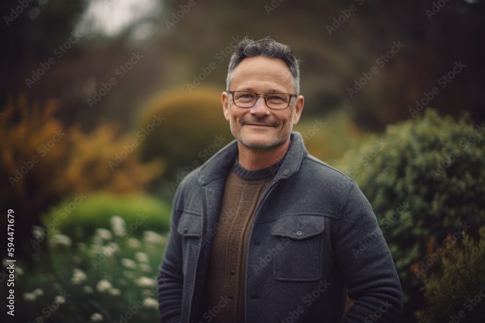 Portrait of a smiling middle-aged man in the park. Portrait of a smiling middle-aged man in the park.