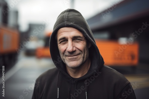 Portrait of a mature man in a black hooded sweatshirt © Robert MEYNER