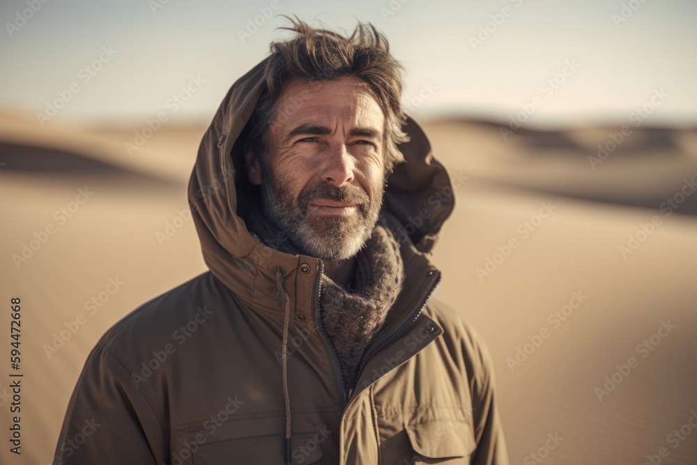 Handsome middle-aged man in the Sahara desert, Morocco Handsome middle-aged man in the Sahara desert, Morocco