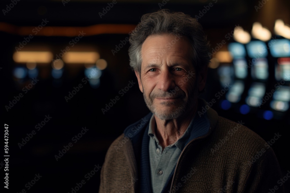 Portrait of senior man looking at camera while standing in bar at night Portrait of senior man looking at camera while standing in bar at night