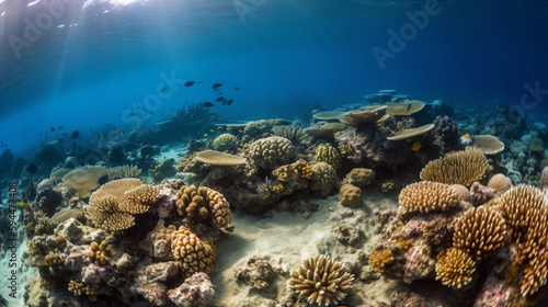 Underwater world. Coral fishes of Red sea. Photo of a coral colony