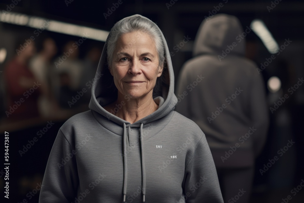 Portrait of a senior woman in sportswear in the gym