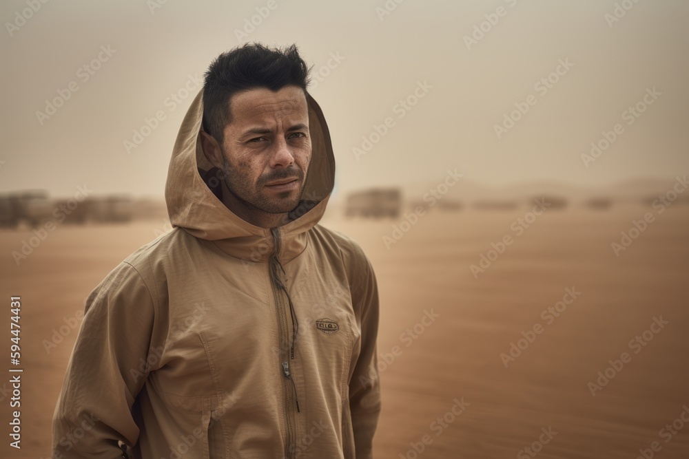 Handsome middle eastern man in the desert of Dubai, United Arab Emirates Handsome middle eastern man in the desert of Dubai, United Arab Emirates