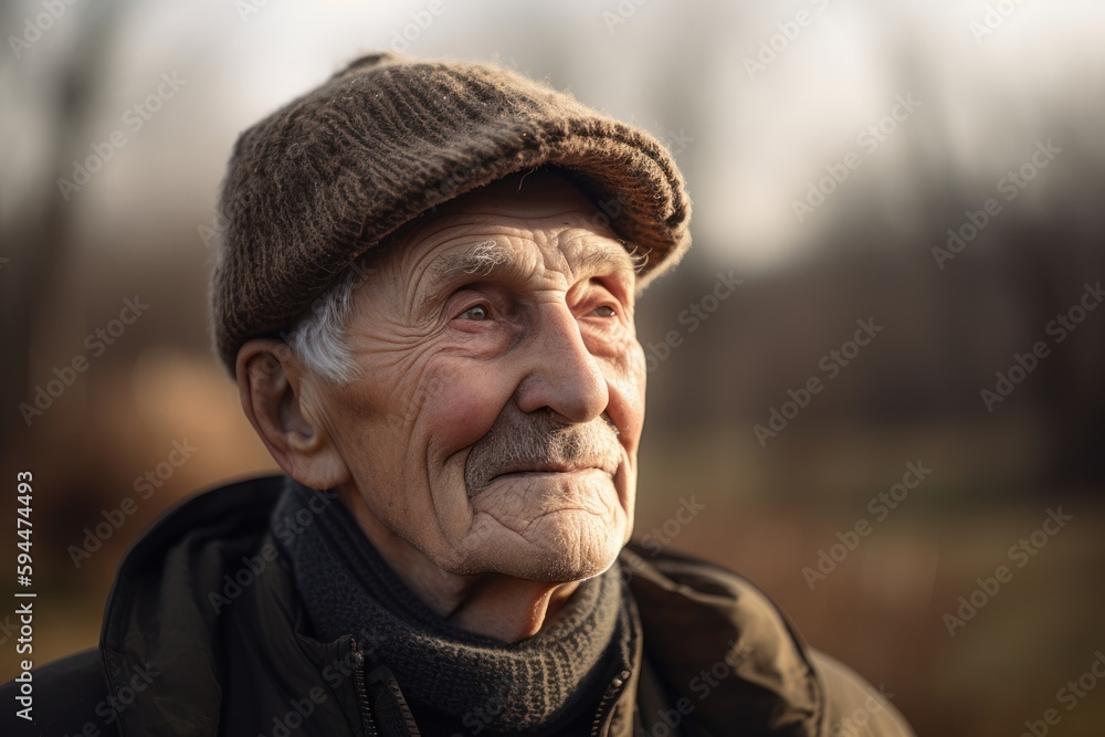 Portrait of an elderly man in a cap on the nature. Portrait of an elderly man in a cap on the nature.