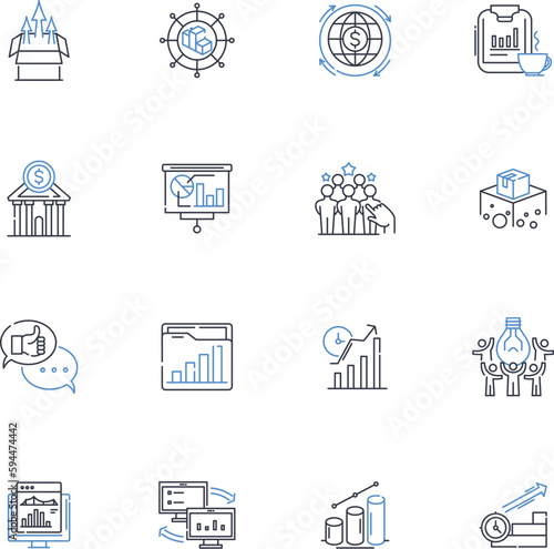 Economical line icons collection. Thrifty, Cost-effective, Budget-friendly, Affordable, Frugal, Prudent, Inexpensive vector and linear illustration. Penny-wise,Sparing,Reasonable outline signs set