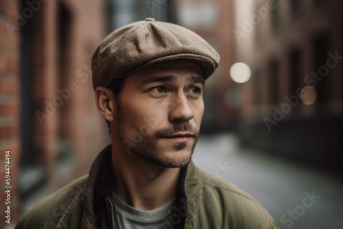 Portrait of a handsome young man wearing a cap in the city © Robert MEYNER