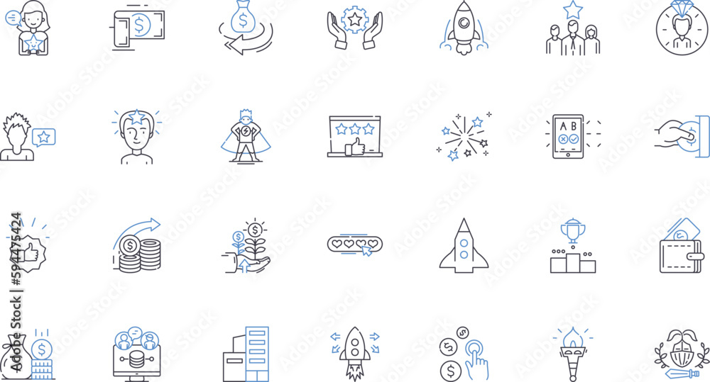 Victory line icons collection. Triumph, Success, Win, Achievement, Conquest, Glory, Accomplishment vector and linear illustration. Conquering,Mastery,Prevail outline signs set