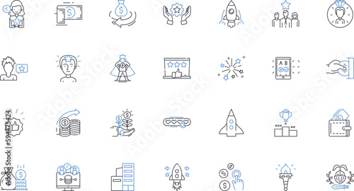 Victory line icons collection. Triumph, Success, Win, Achievement, Conquest, Glory, Accomplishment vector and linear illustration. Conquering,Mastery,Prevail outline signs set
