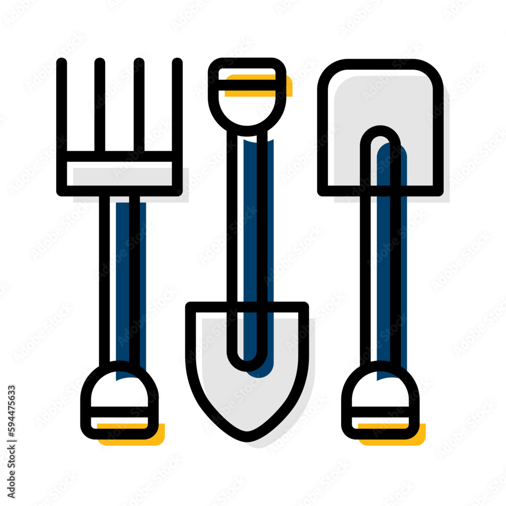 shovel, hoe, garden carpentry tool icon vector illustration shovel, hoe, garden carpentry tool icon vector illustration