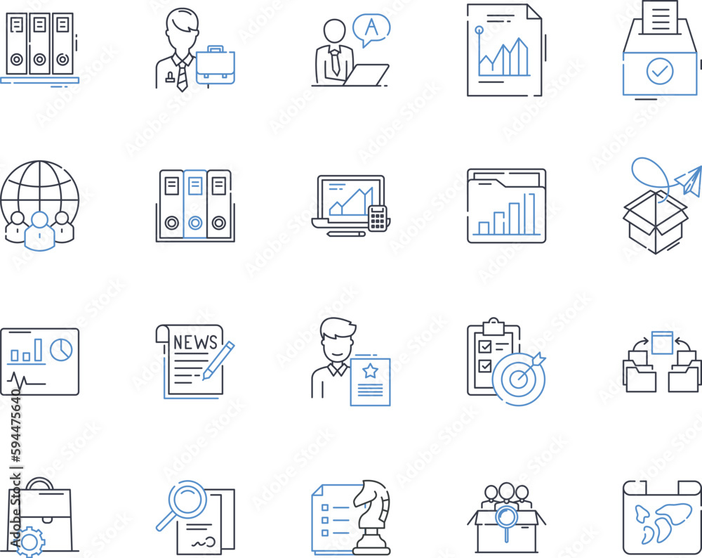 Office work line icons collection. Collaboration, Deadlines, Meetings, Productivity, Communication, Tasks, Efficiency vector and linear illustration. Reports,Multitasking,Organization outline signs Office work line icons collection. Collaboration, Deadlines, Meetings, Productivity, Communication, Tasks, Efficiency vector and linear illustration. Reports,Multitasking,Organization outline signs