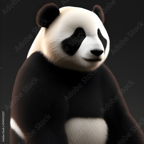 Retrato de panda com fundo preto © Bernardo