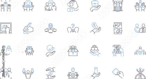 Cleaning line icons collection. Disinfecting, Scrubbing, Sanitizing, Maintenance, Dusting, Polishing, Sweeping vector and linear illustration. Mopping,Spotless,Clutter-free outline signs set