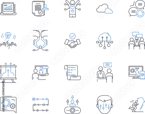 Investment analysis line icons collection. Evaluation, Valuation, Forecasting, Projections, Risk, Return, Diversification vector and linear illustration. Portfolio,Strategy,Allocation outline signs