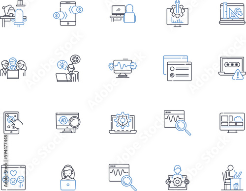 Interacting people line icons collection. Conversation, Communication, Engage, Connect, Dialogue, Socialize, Collaborate vector and linear illustration. Communicate,Nerk,Bond outline signs set