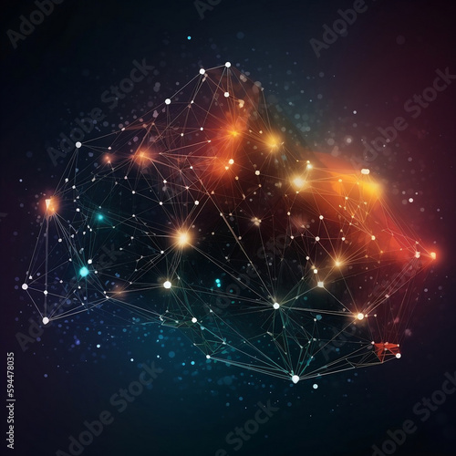 Background of an abstract plexus with interconnected lines and dots. Effect of plexus geometry. display of digital data. Low-poly design element with futuristic technology styling. a vector-based