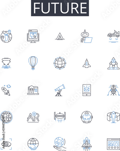 Future line icons collection. Shiny, Digital, Polished, Sleek, Modern, Computerized, Efficient vector and linear illustration. Organized,Automated,Technological outline signs set