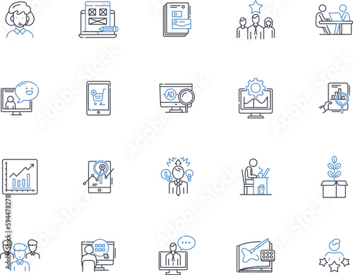 Product design line icons collection. Innovation, Functionality, Aesthetics, Usability, Sustainability, Ergonomics, User-centered vector and linear illustration. Conceptualization,Prototyping