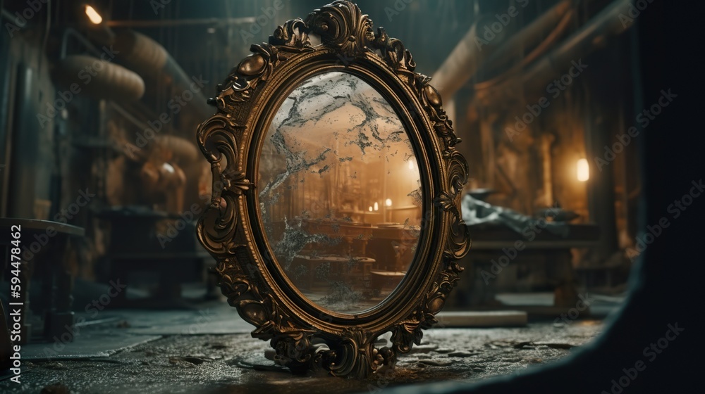 A magical mirror showing the future (ai generate) - obrazy, fototapety, plakaty 