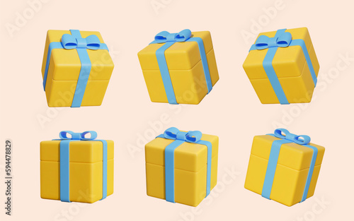 3D yellow gift box element set