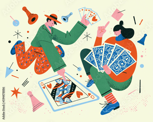 Couple playing card game