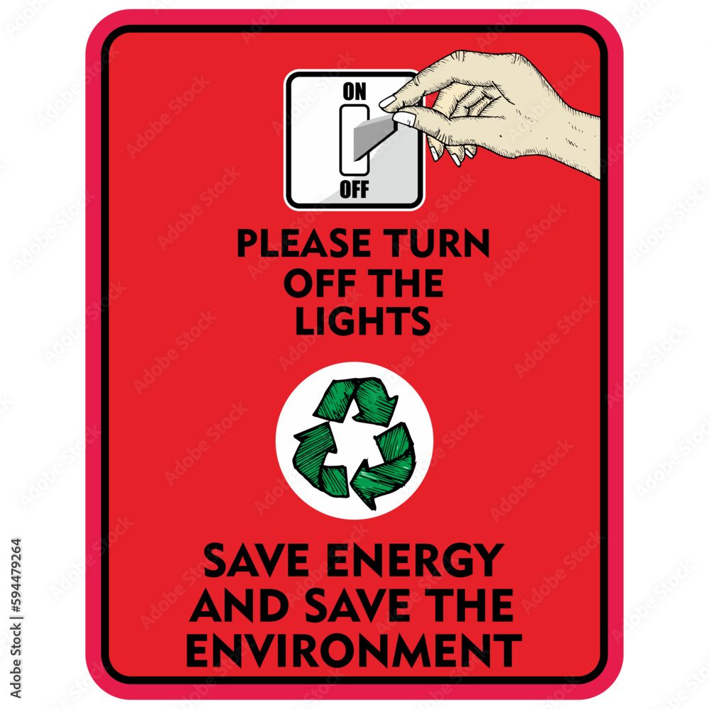 Naklejka premium Please Turn off the Lights, save energy and save the environment, sign and label vector
