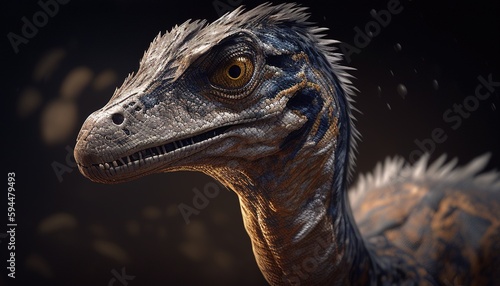velociraptor  digital art illustration  Generative AI