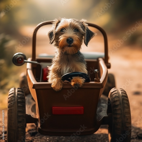 Perro tierno manejando un coche