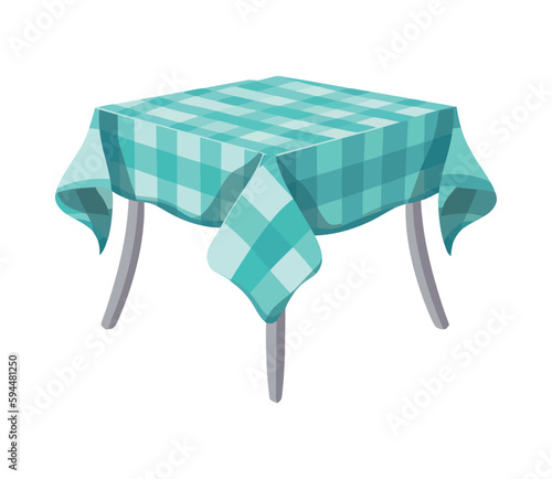 Tablecloth blue textile on table