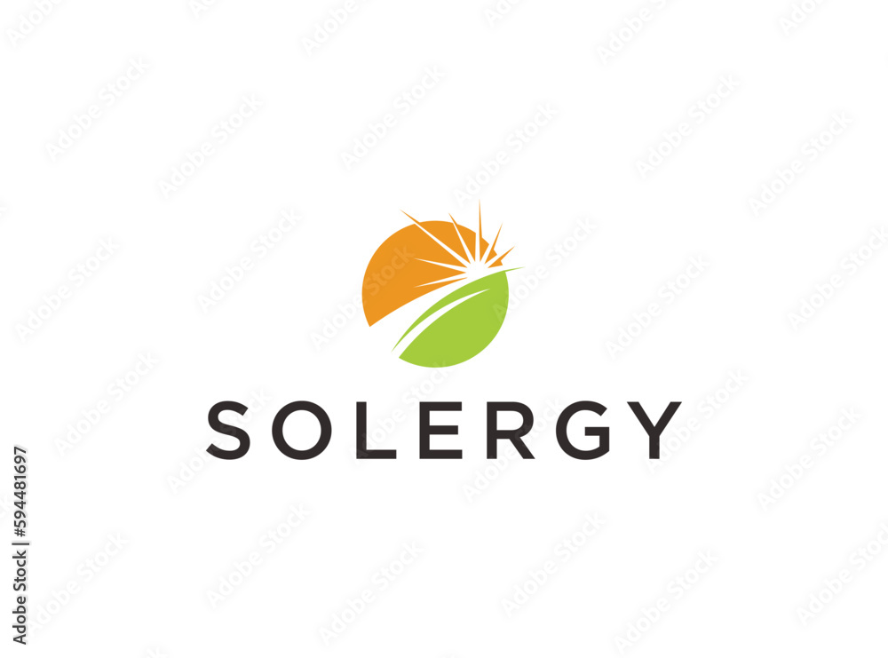 solar energy with leaf and sun logo design Stock Vector | Adobe Stock