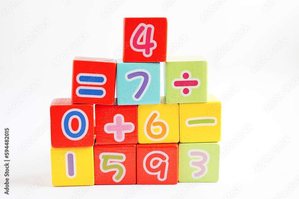 Number wood block cubes for learning Mathematic, education math concept. Number wood block cubes for learning Mathematic, education math concept.