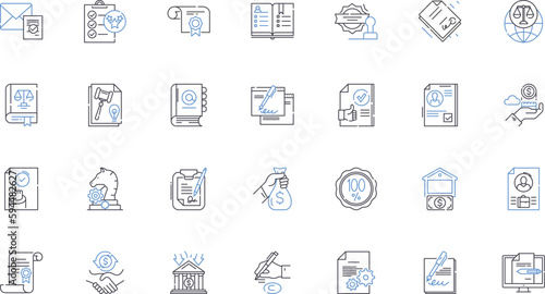 Admissible line icons collection. Permissible, Allowable, Acceptable, Justified, Legitimate, Valid, Lawful vector and linear illustration. Authorized,Sanctid,Approved outline signs set photo