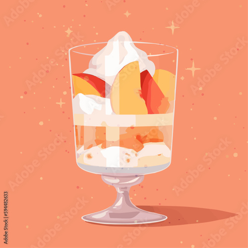 桃のパフェのベクターイラスト