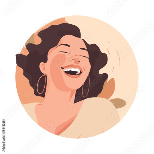 Smiling woman, laughing joyfully