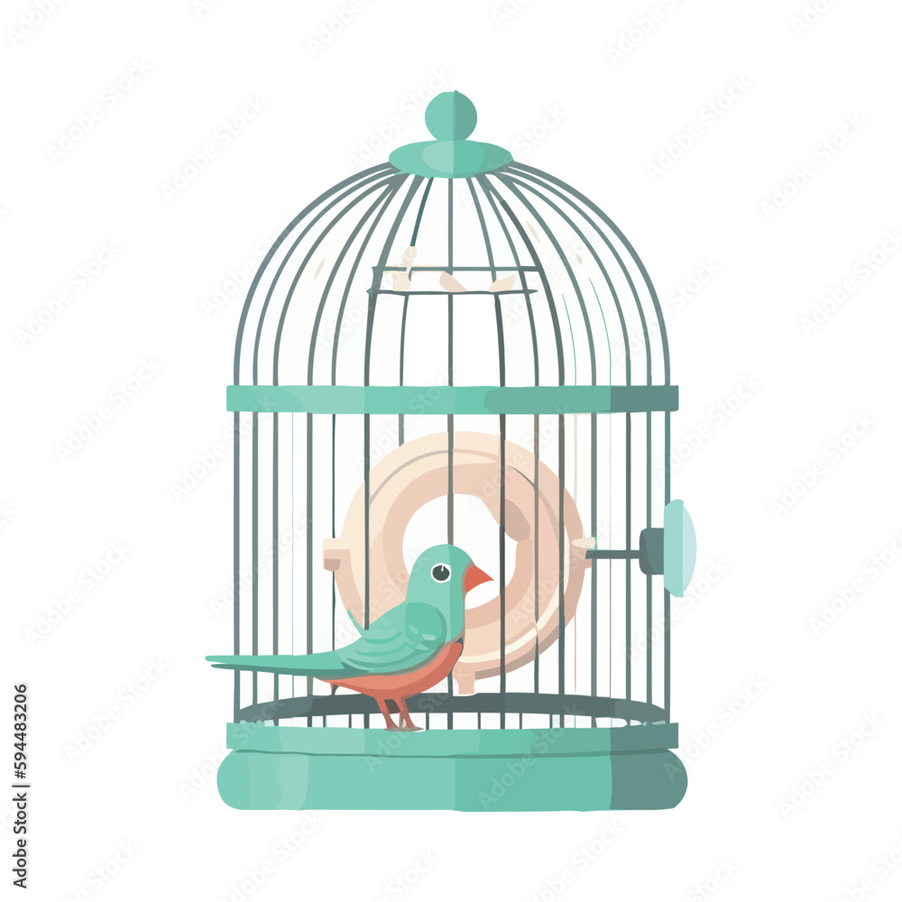 Fototapeta premium Cute bird trapped in a cage