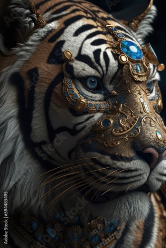 A tiger with a large Generative Ai © SoFotaglow