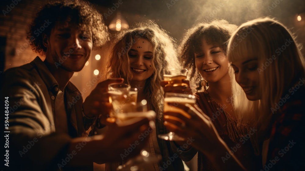 Cheers to Good Times: Friends Enjoying a Beer Party, generative ai