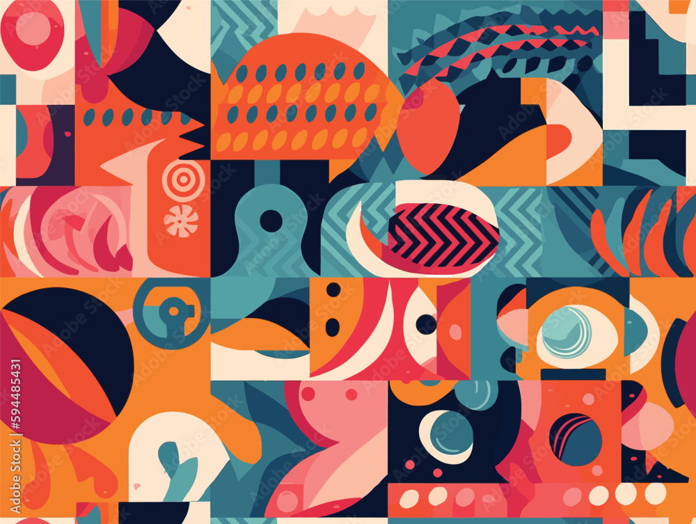 Obraz premium Patriotic Pop: A Colorful and Textured Pattern Celebrating Americana Iconography