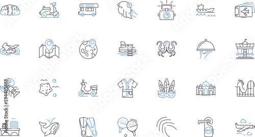 Asian religion line icons collection. Buddhism, Taoism, Confucianism, Hinduism, Shinto, Zen, Vajrayana vector and linear illustration. Tantra,Mahayana,Pure Land outline signs set