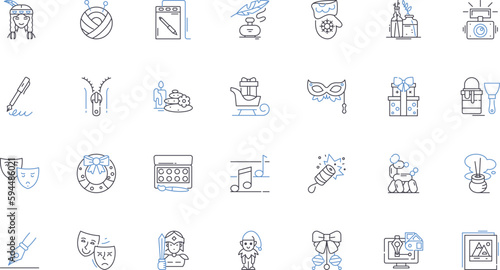 Ingenious line icons collection. Inventive   Resourceful   Clever   Creative   Innovative   Astute   Sharp vector and linear illustration. Bright  Quick-witted  Intelligent outline signs set