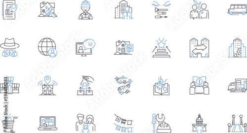 Global perspective line icons collection. Inclusive, Worldview, Diversity, Interconnected, Universal, Collaboration, Cosmopolitan vector and linear illustration. Holistic,Cross-cultural,Borderless