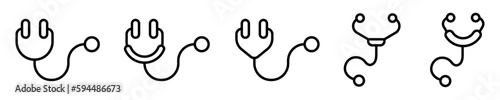 Conjunto de iconos de estetoscopio. Dispositivo médico para escuchar sonidos internos. Concepto de medicina. Ilustración vectorial