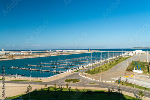 The port of Tangier in autumn with blue sky, Morocco