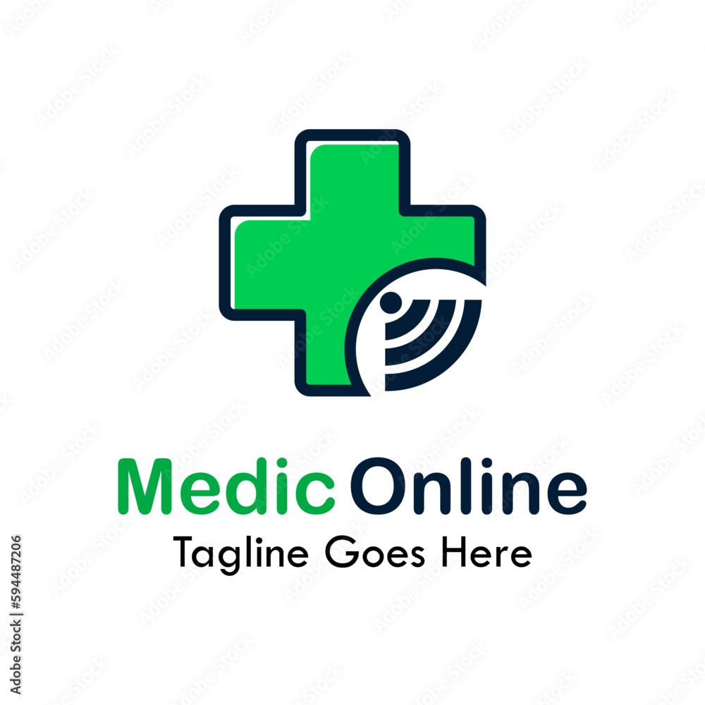 medic online design logo template illustration