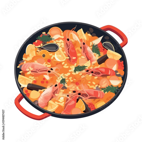 Gourmet meal with shrimps and vegetables